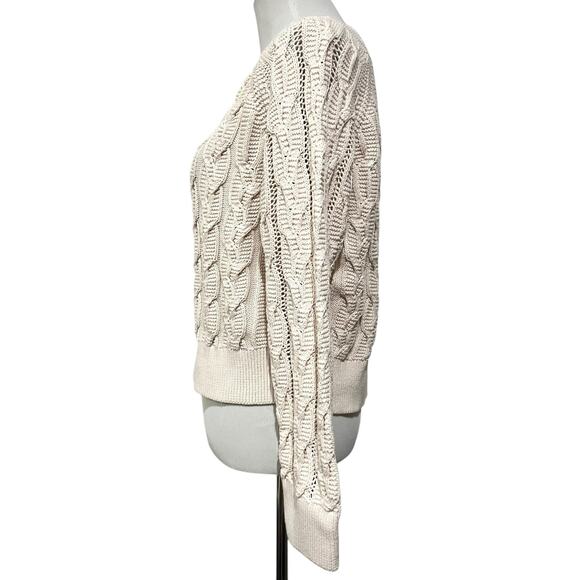 VELVET Graham & Spencer Sweater Dennie Boat Neck Cable Knit Cream Pullover Sz S - Picture 5 of 9